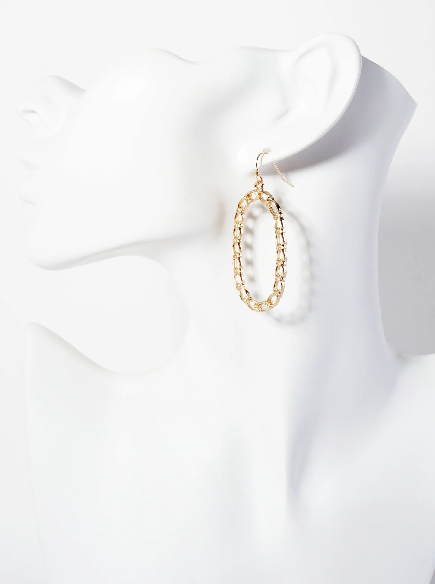 Polished Metal Braided Texture Oval Dangle Earrings