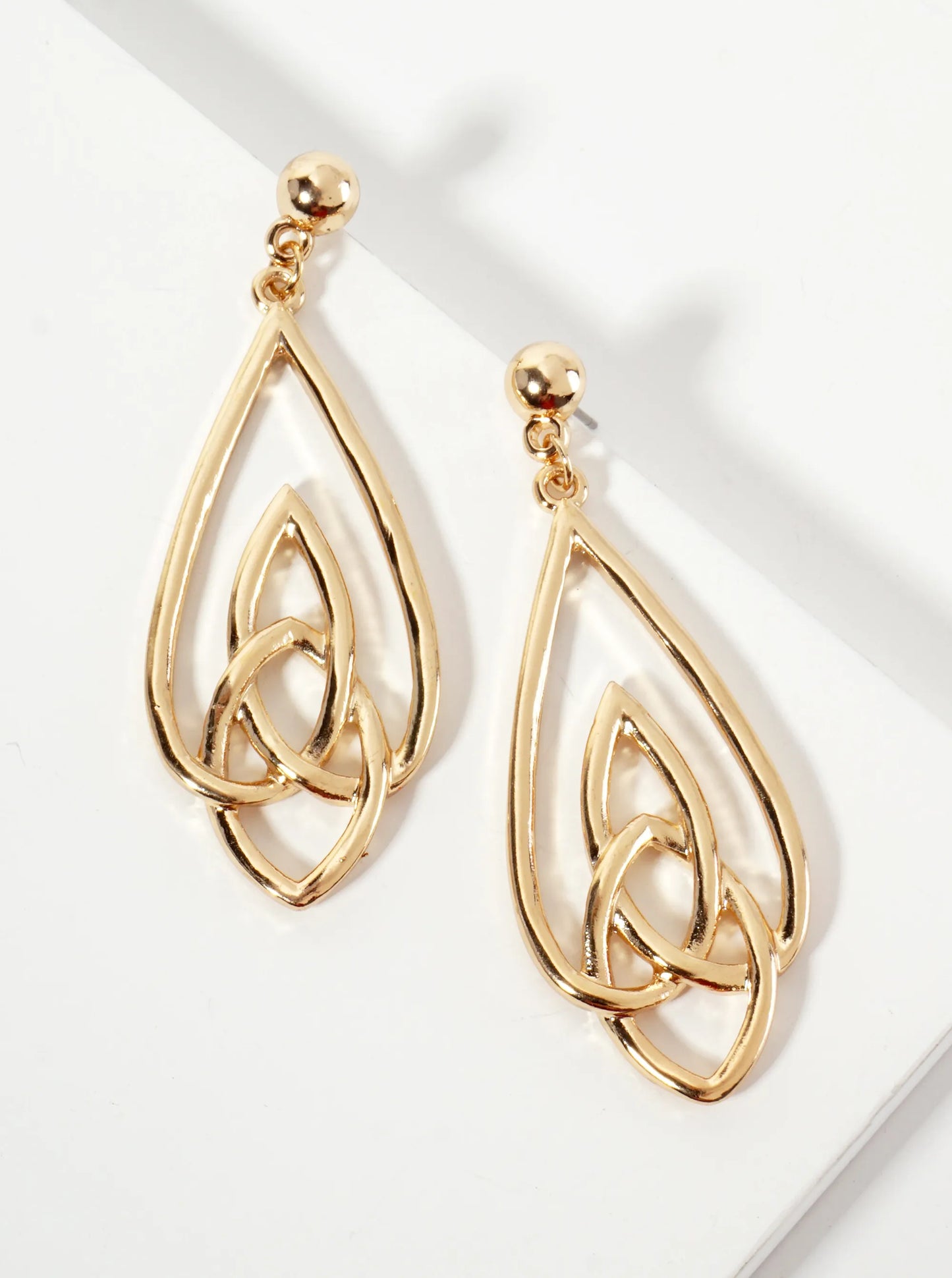 Polished Metal Celtic Knots Dangle Earrings