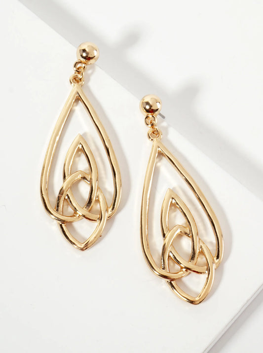 Polished Metal Celtic Knots Dangle Earrings