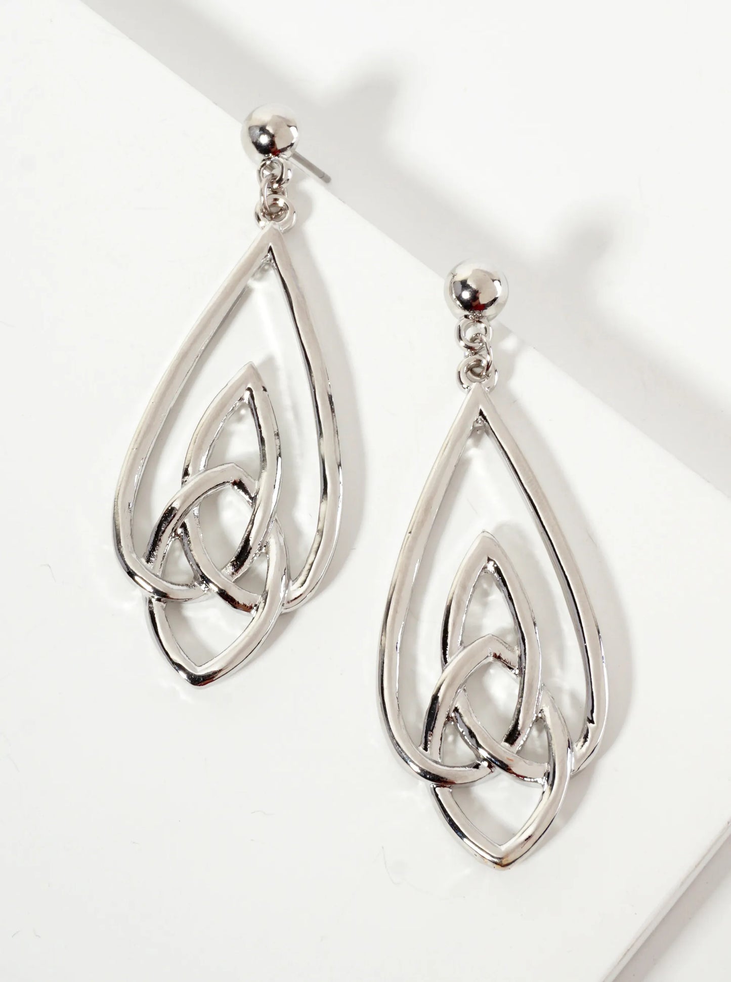 Polished Metal Celtic Knots Dangle Earrings