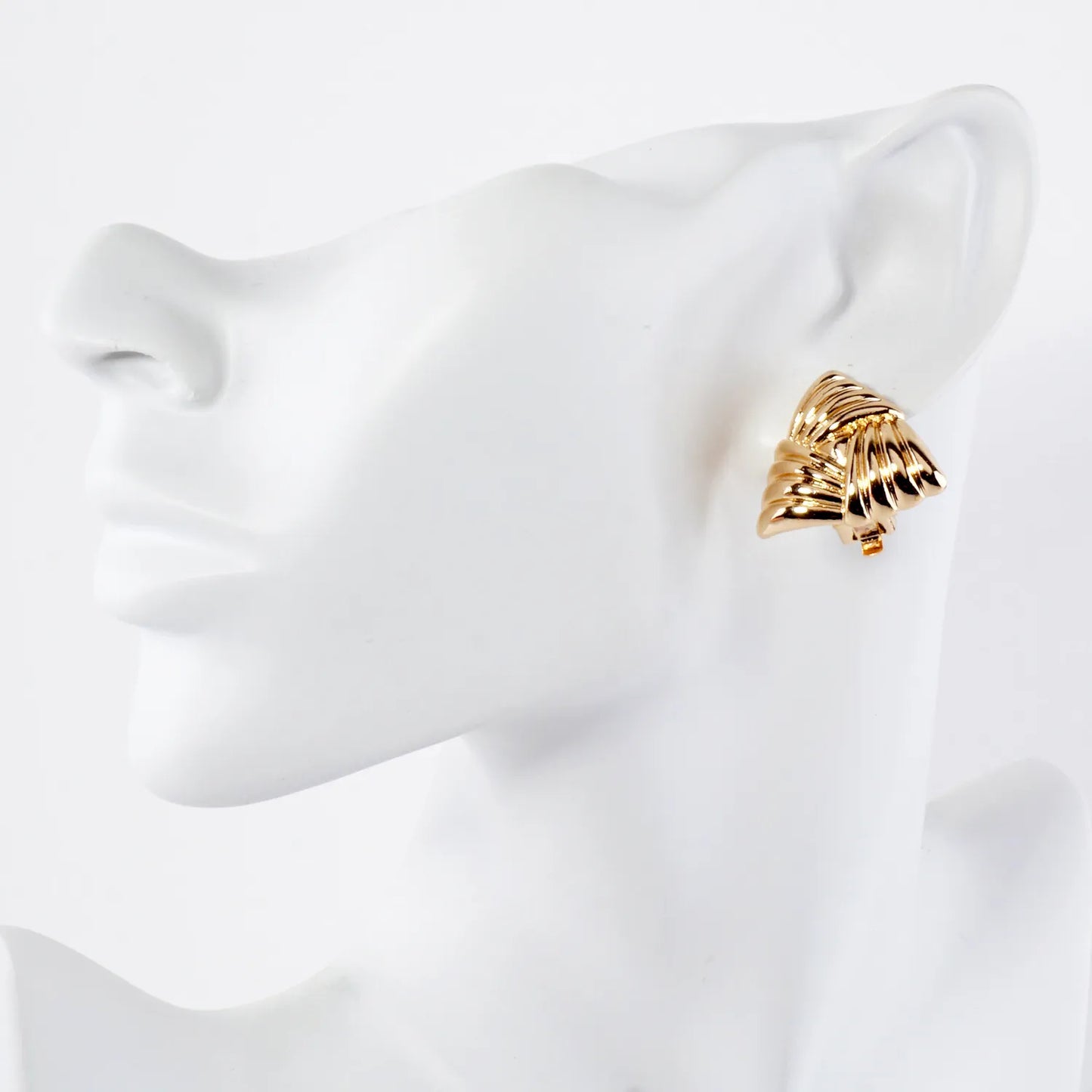 Polished Metal Celtic Triangle Clip-On Earrings