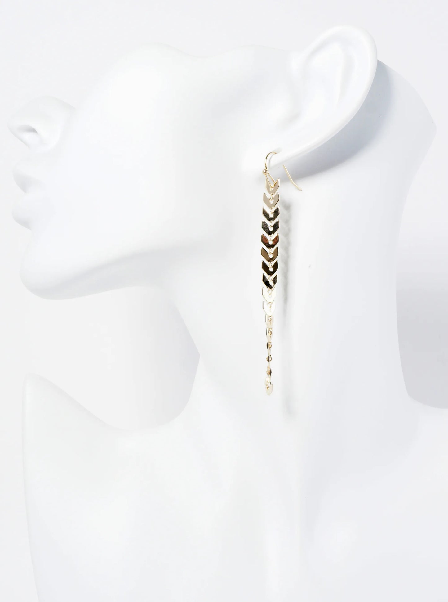 Polished Metal Chevron Drop Dangle Earrings