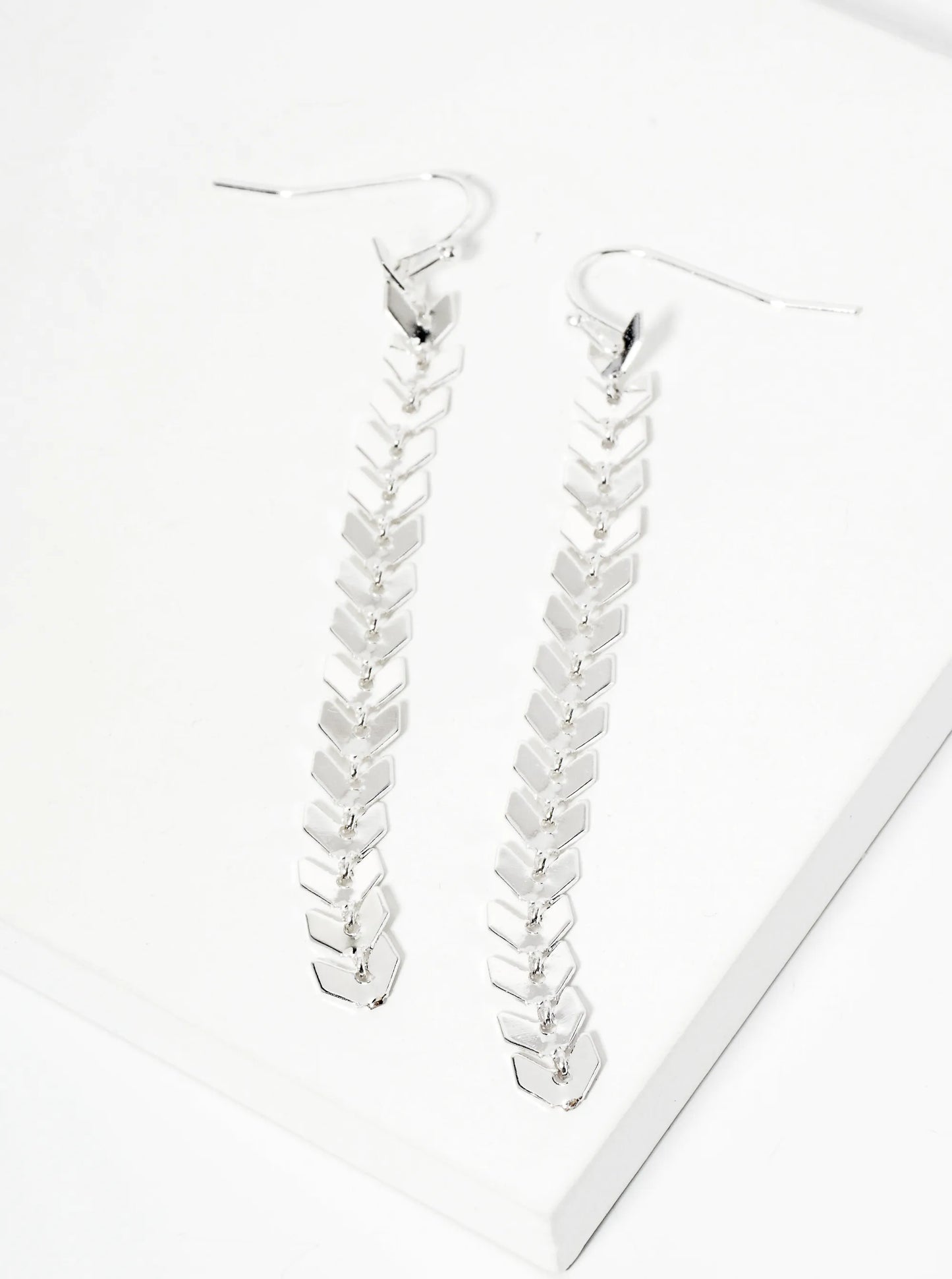 Polished Metal Chevron Drop Dangle Earrings