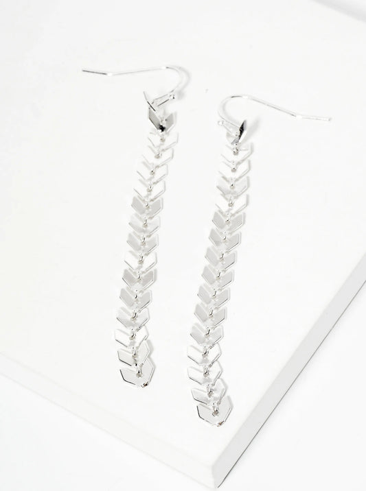 Polished Metal Chevron Drop Dangle Earrings