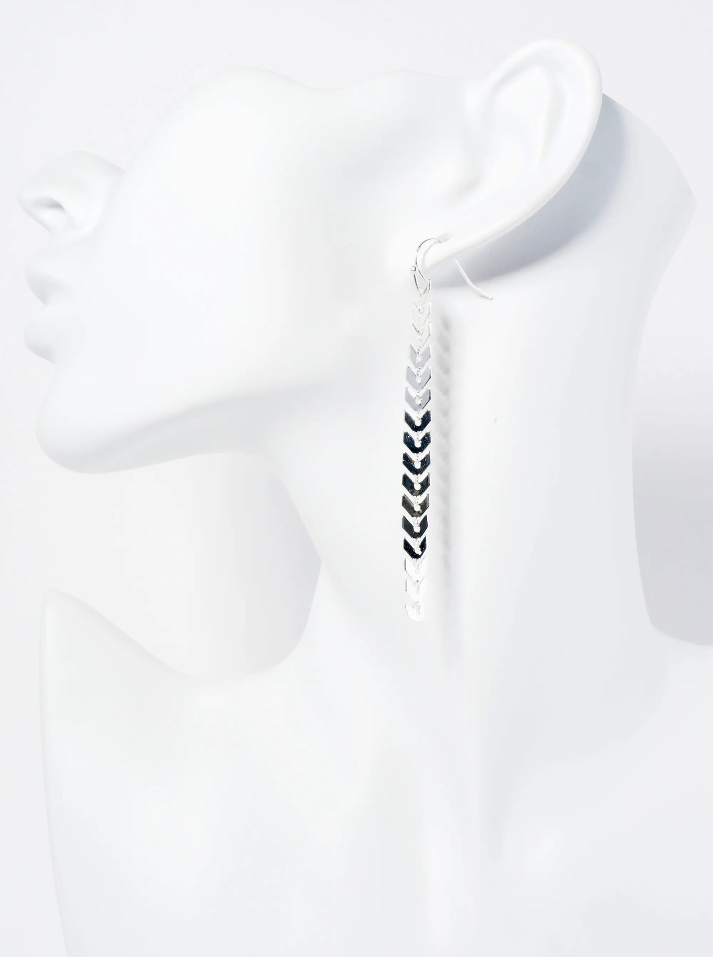 Polished Metal Chevron Drop Dangle Earrings