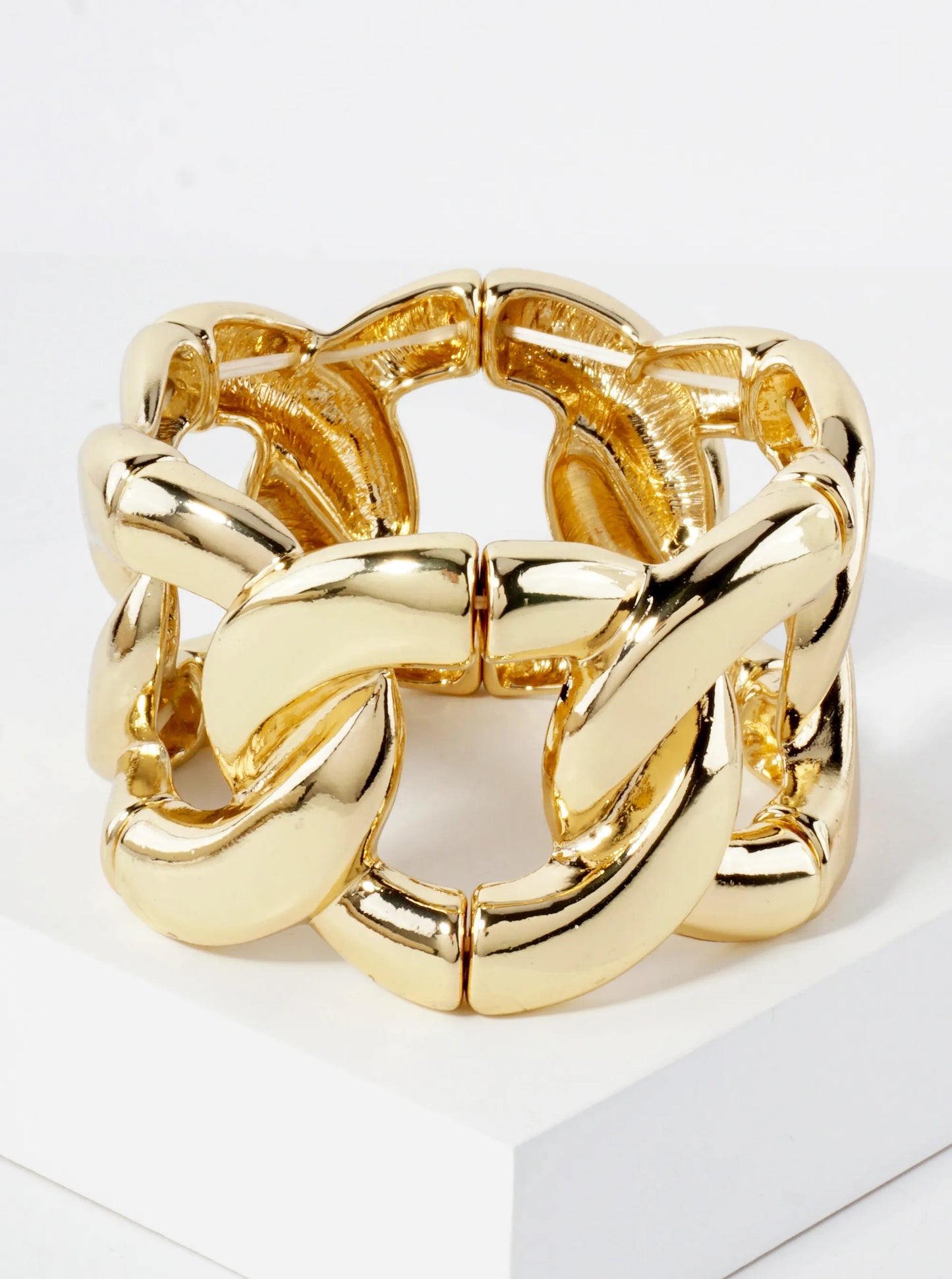 Polished Metal Chunky Chain Stretch Bracelet