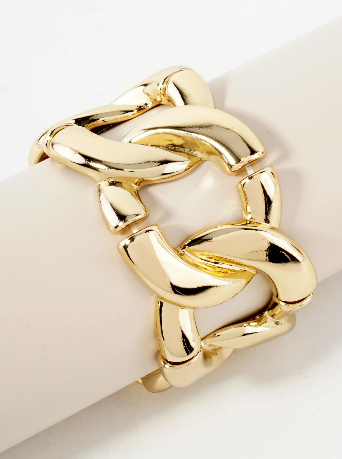 Polished Metal Chunky Chain Stretch Bracelet