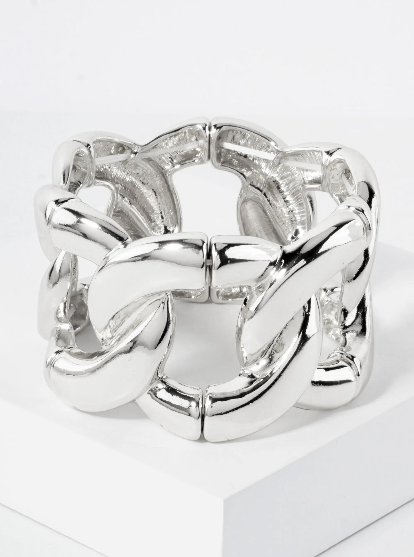 Polished Metal Chunky Chain Stretch Bracelet