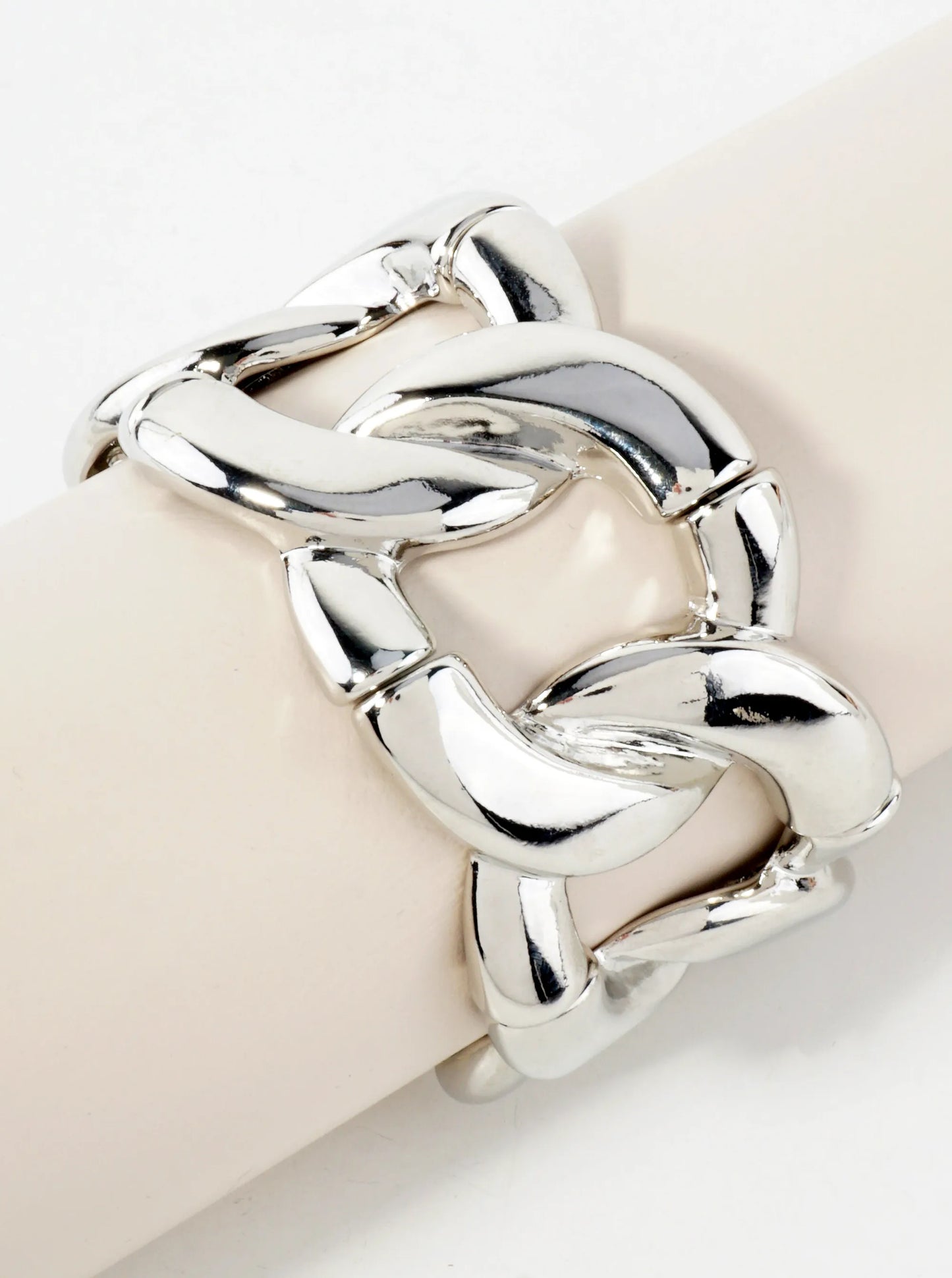 Polished Metal Chunky Chain Stretch Bracelet