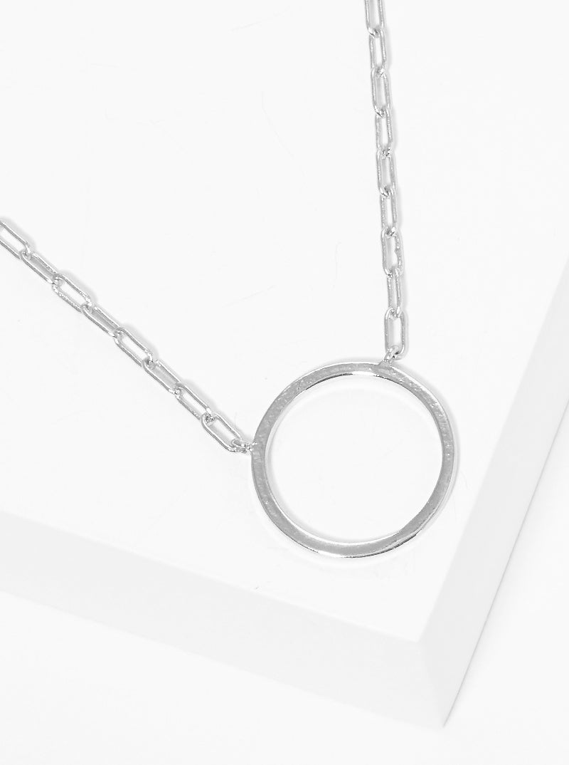 Polished Metal Circle Pendant Dainty Brass Necklace