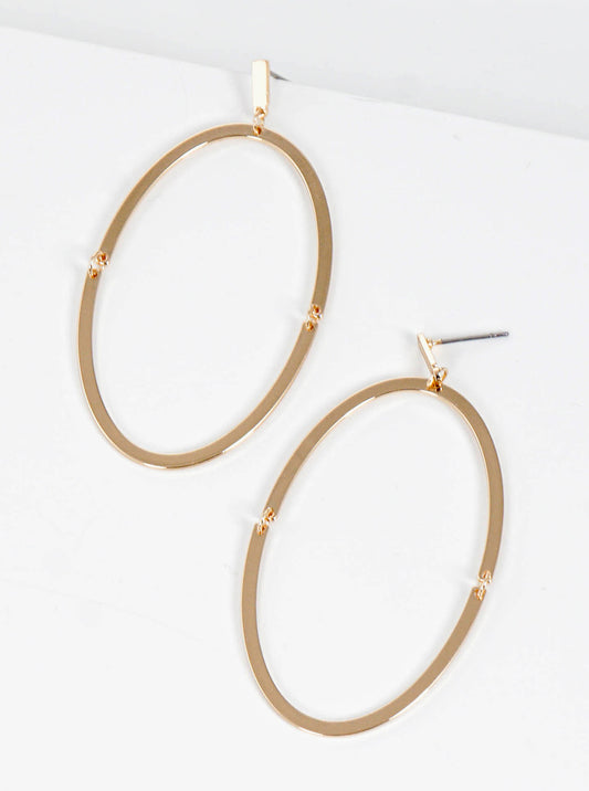 Polished Metal Delicate Oval Dangle Earrings