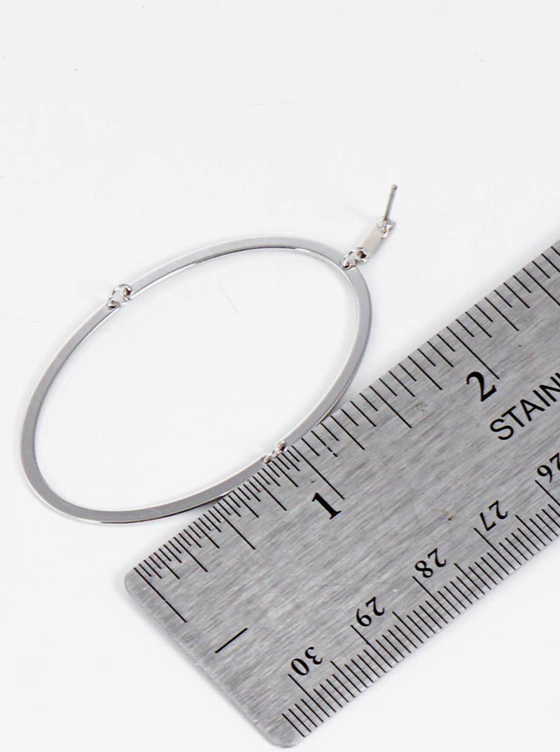 Polished Metal Delicate Oval Dangle Earrings