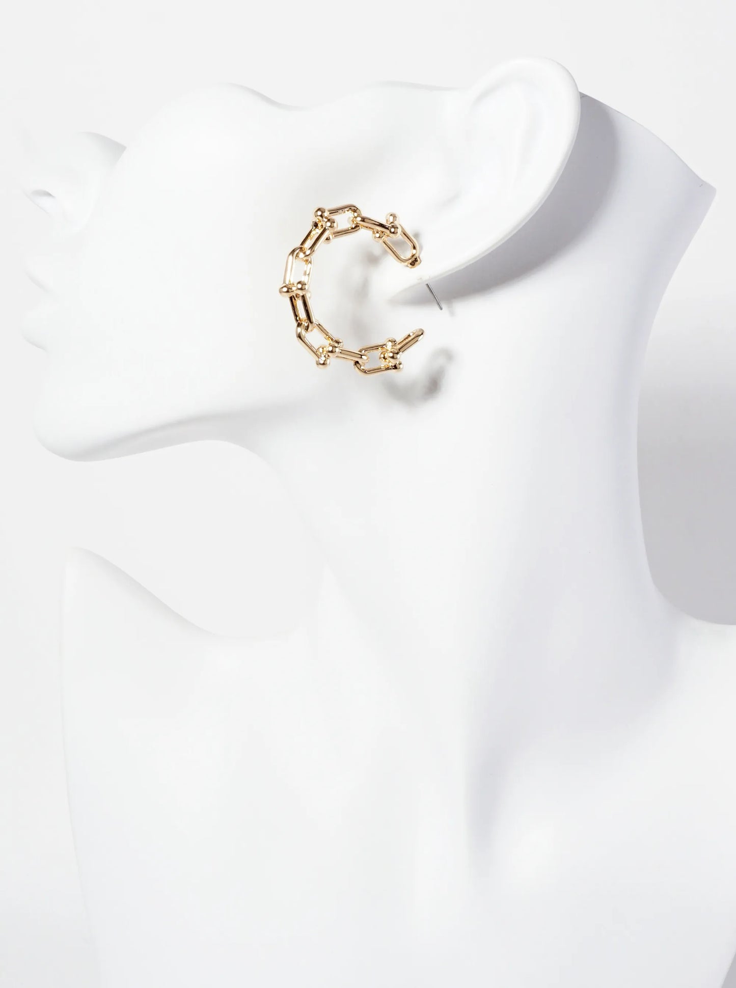 Polished Metal Designer-Inspired Hardwear-Chain Design 30mm Hoop Earrings