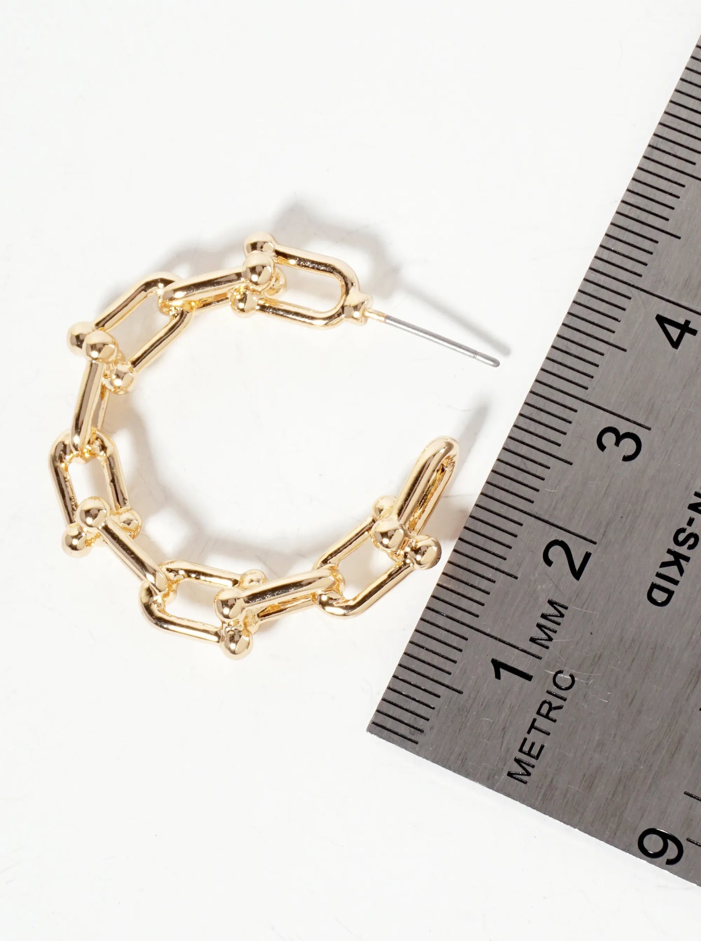 Polished Metal Designer-Inspired Hardwear-Chain Design 30mm Hoop Earrings