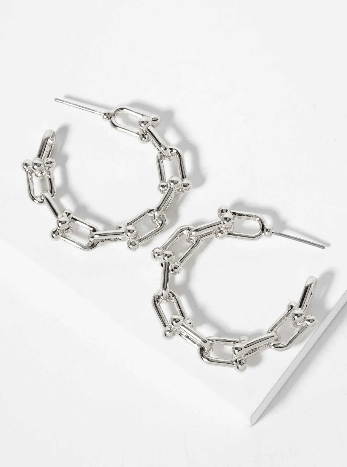 Polished Metal Designer-Inspired Hardwear-Chain Design 30mm Hoop Earrings