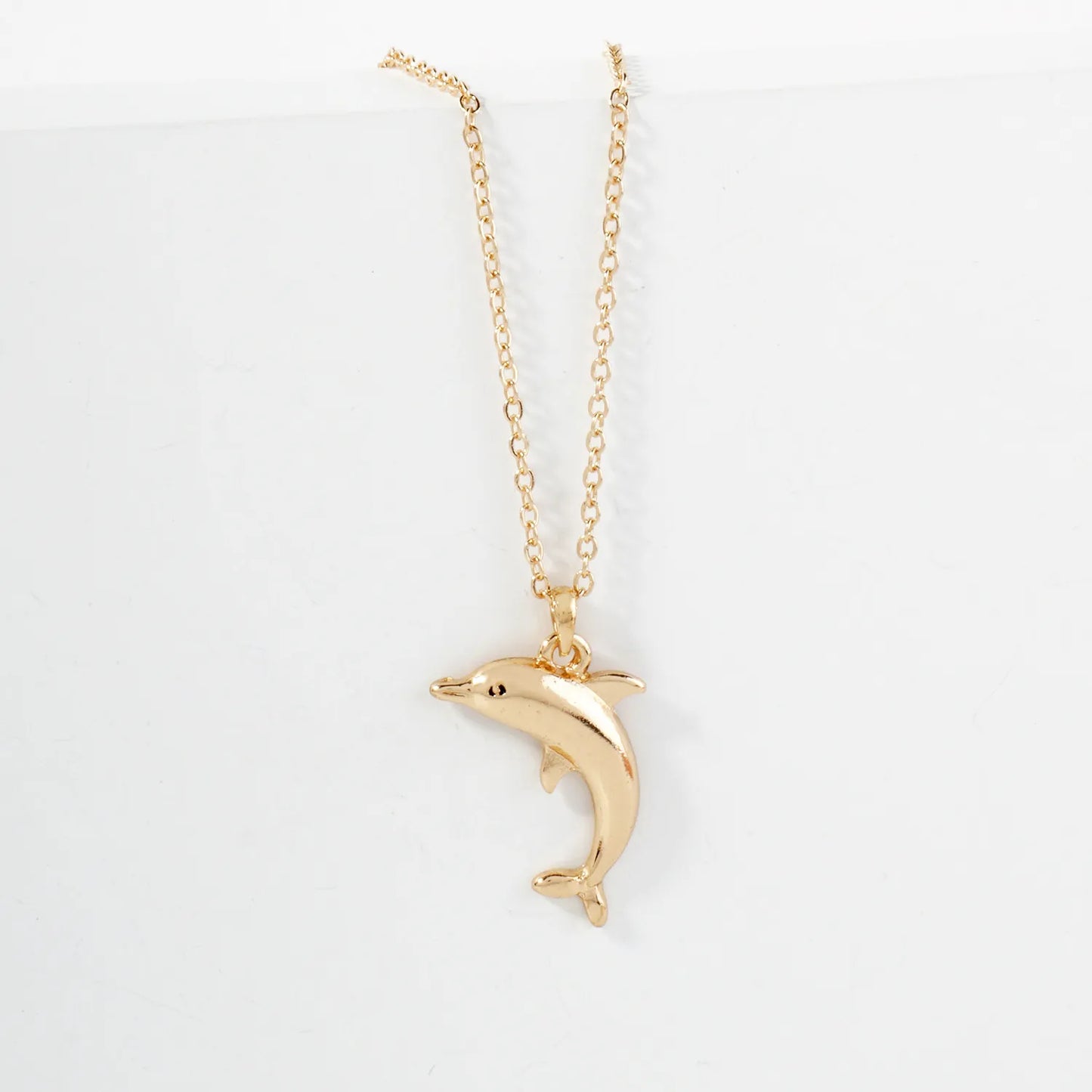 Polished Metal Dolphin Pendant Sea-Life Theme Necklace