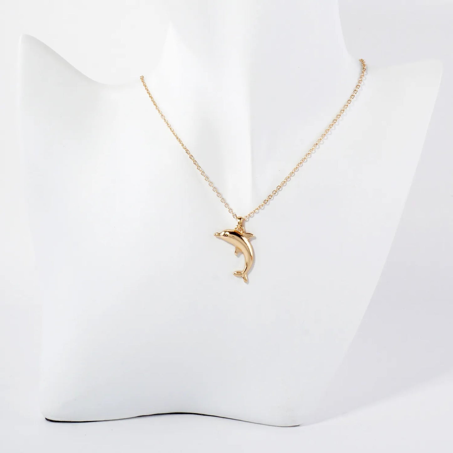 Polished Metal Dolphin Pendant Sea-Life Theme Necklace