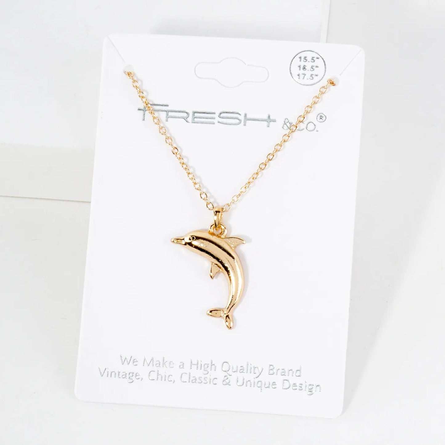 Polished Metal Dolphin Pendant Sea-Life Theme Necklace
