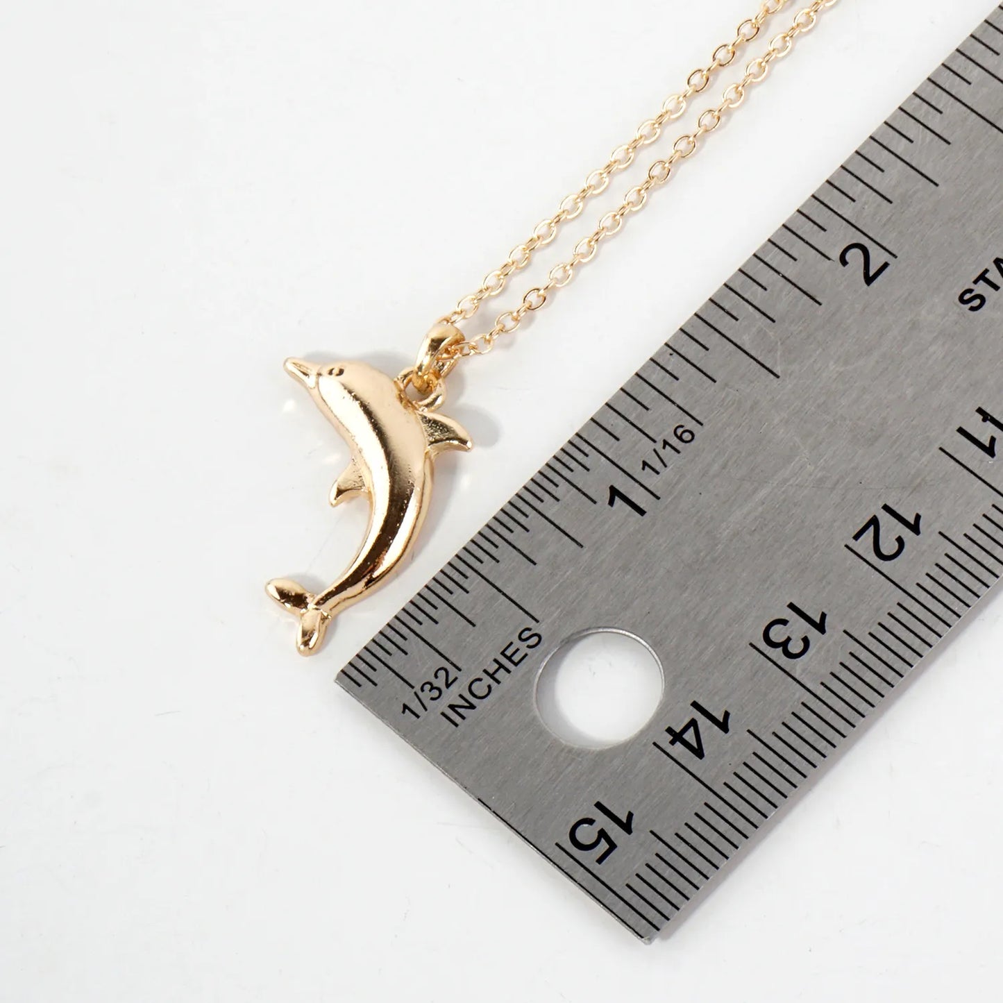 Polished Metal Dolphin Pendant Sea-Life Theme Necklace