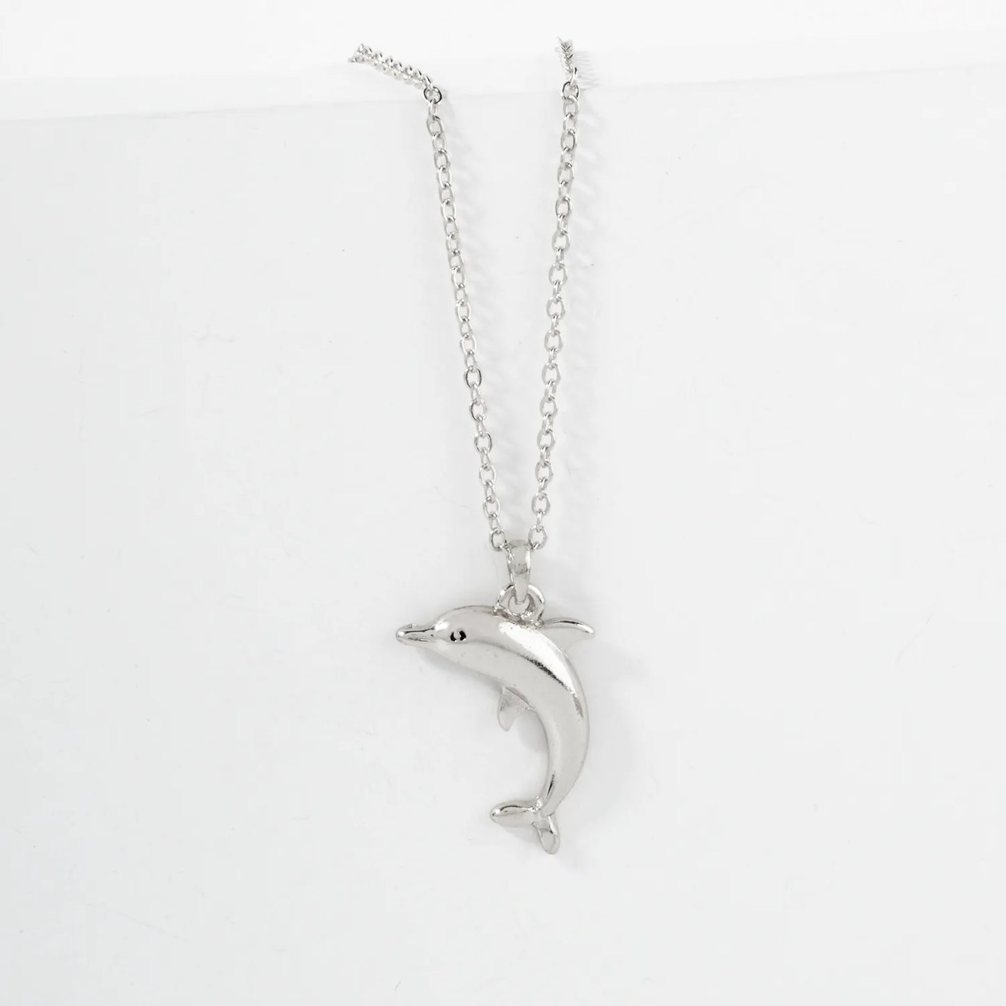 Polished Metal Dolphin Pendant Sea-Life Theme Necklace