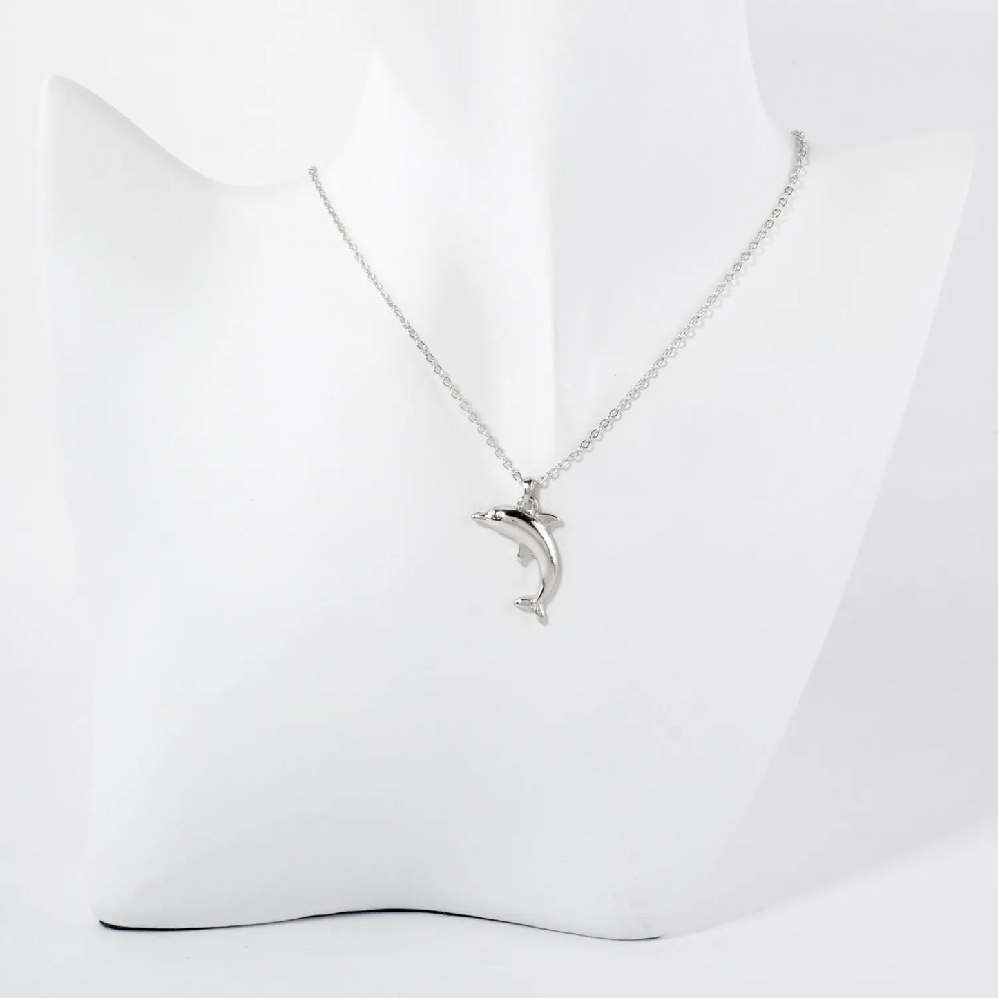 Polished Metal Dolphin Pendant Sea-Life Theme Necklace