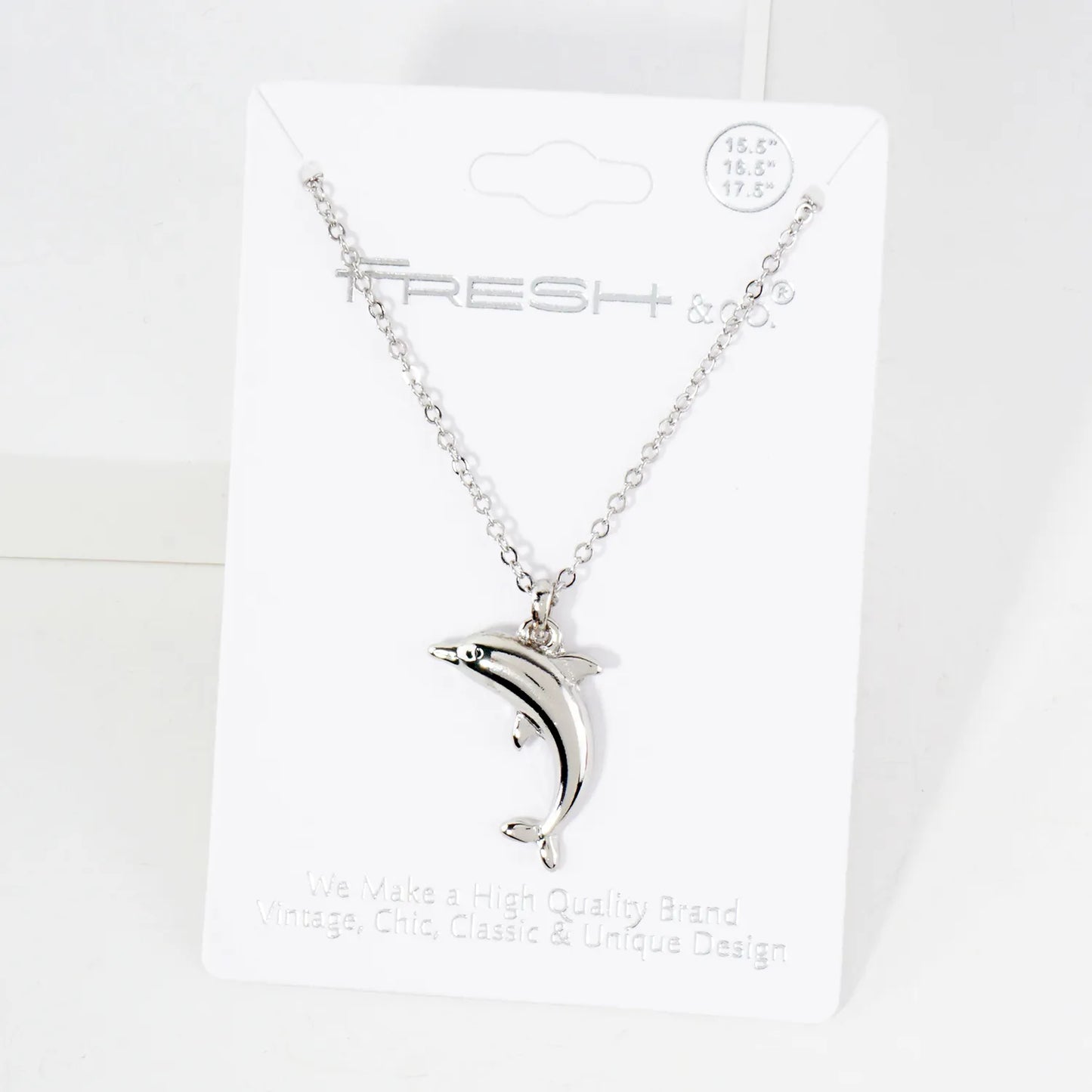 Polished Metal Dolphin Pendant Sea-Life Theme Necklace