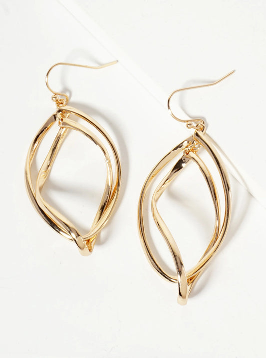 Polished Metal Double Spiral Dangle Earrings