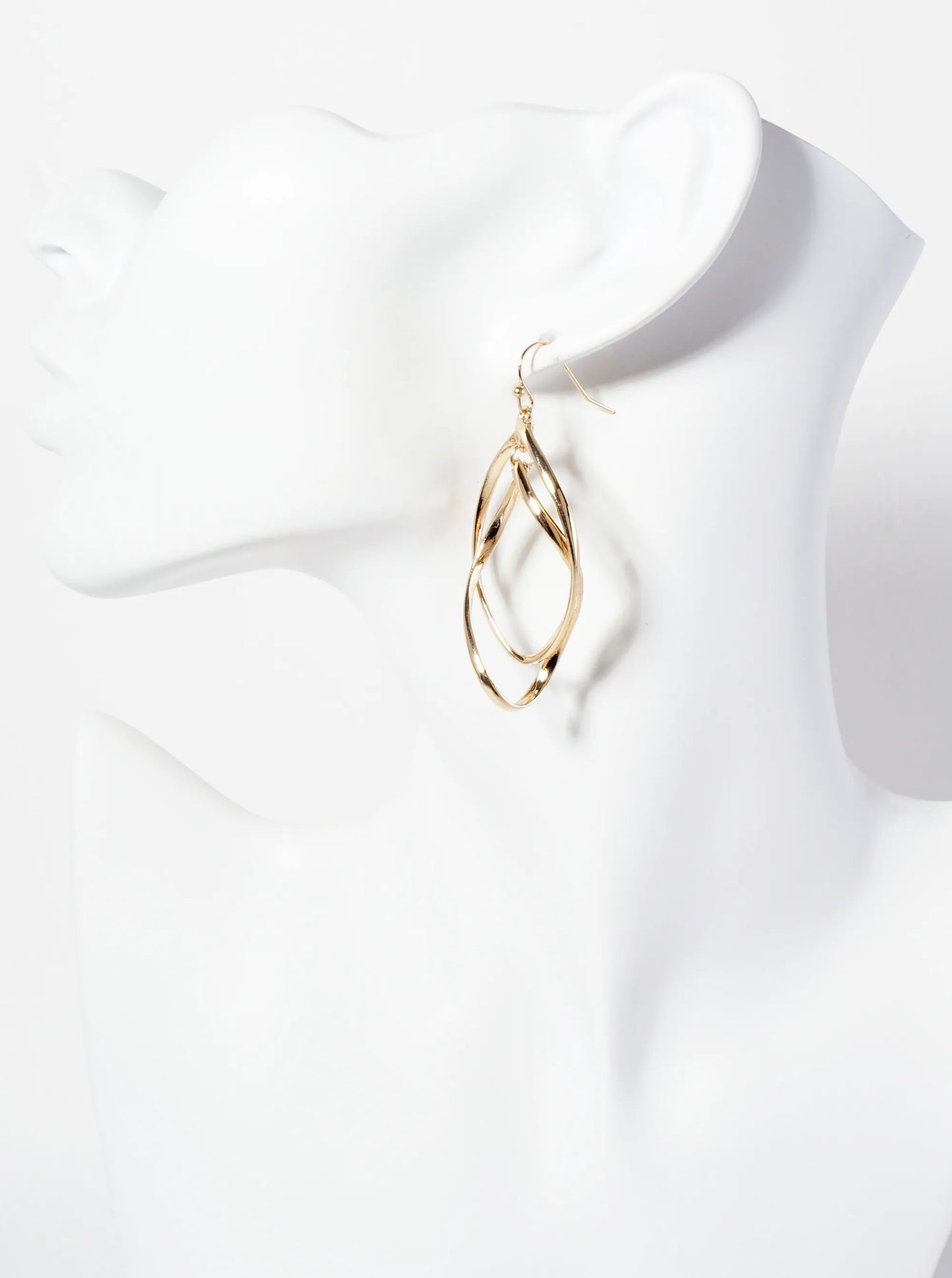 Polished Metal Double Spiral Dangle Earrings