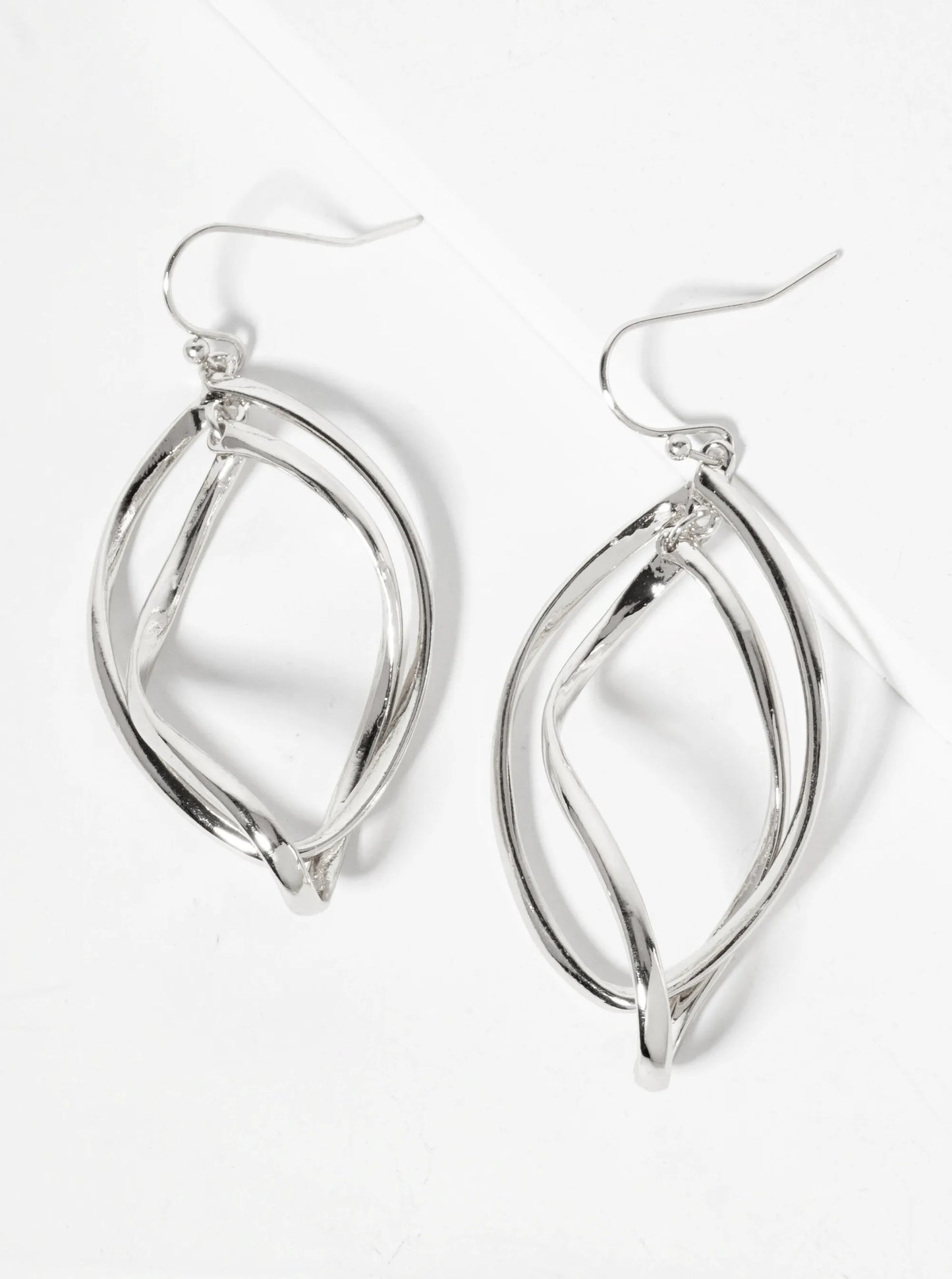 Polished Metal Double Spiral Dangle Earrings
