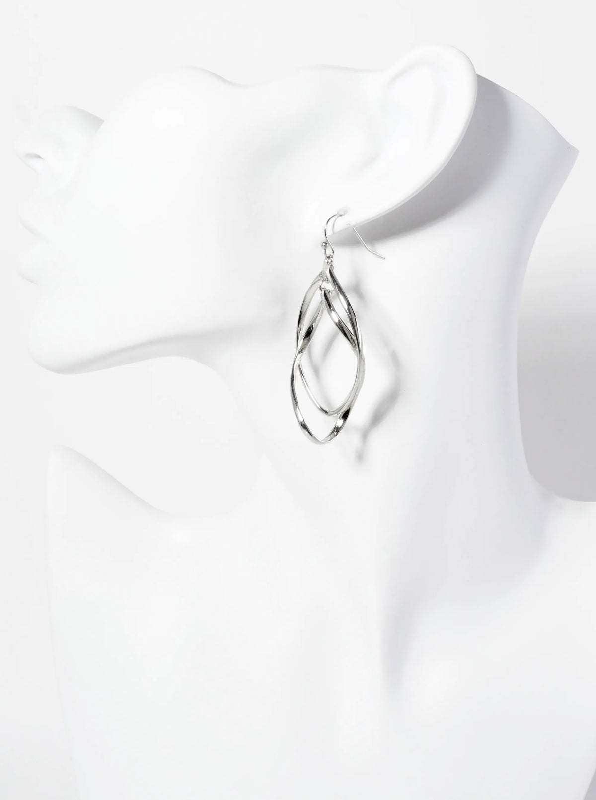 Polished Metal Double Spiral Dangle Earrings