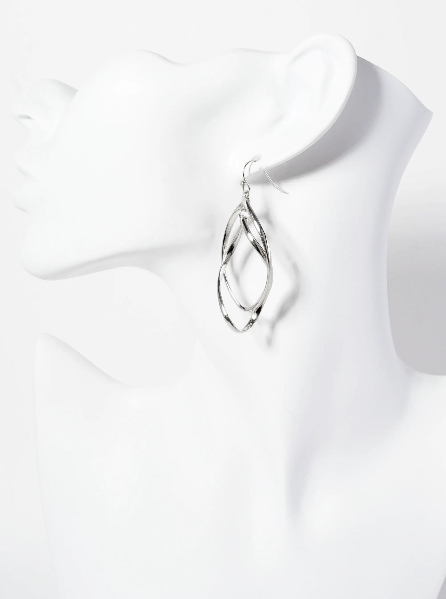 Polished Metal Double Spiral Dangle Earrings