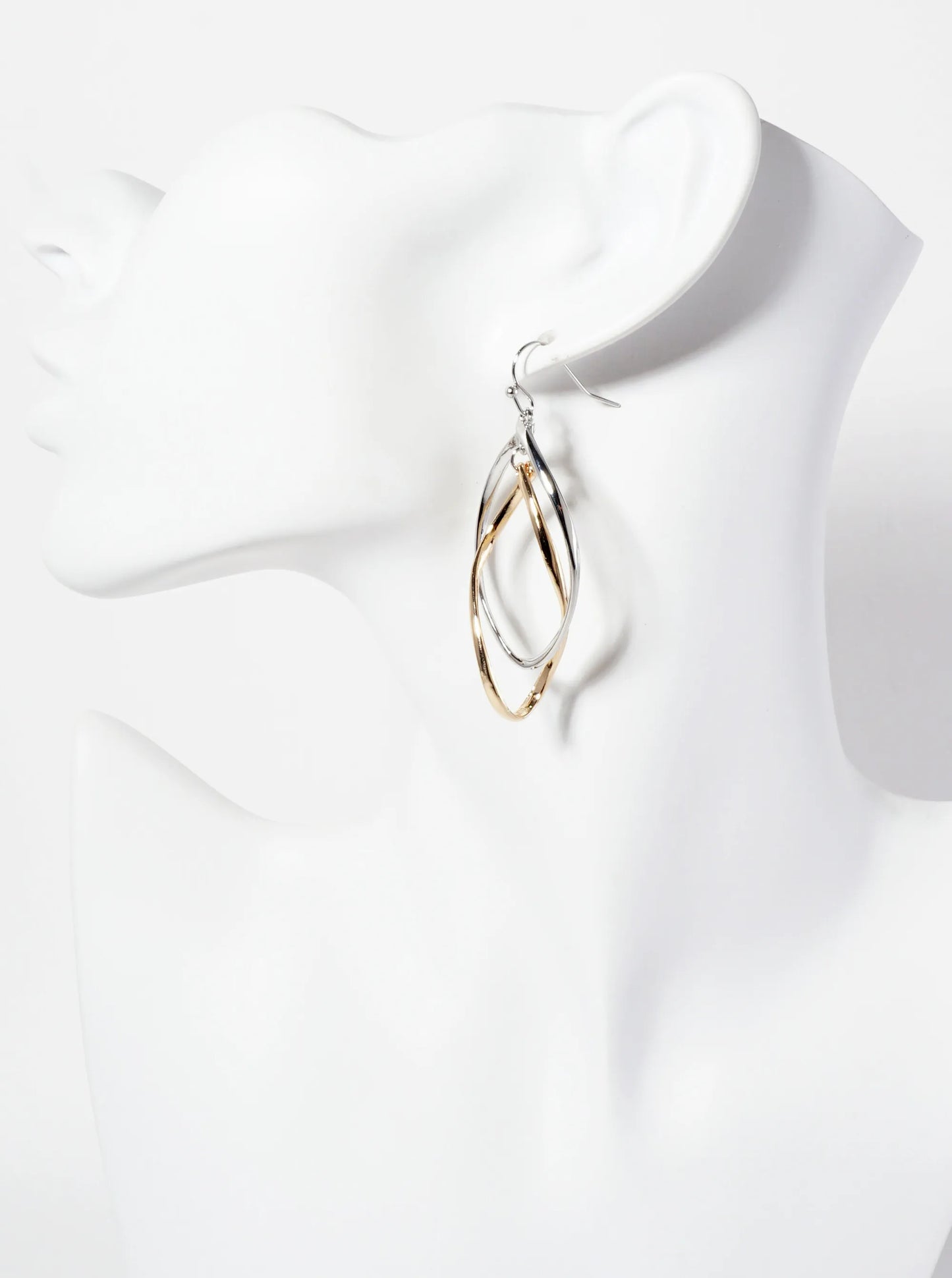 Polished Metal Double Spiral Dangle Earrings