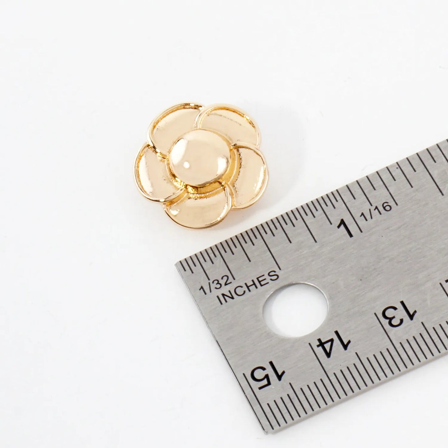 Polished Metal Floral Flower Clip-On Earrings