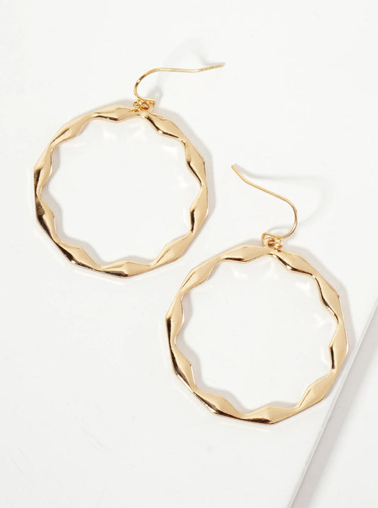 Polished Metal Geometric Cutout Circle Dangle Earrings