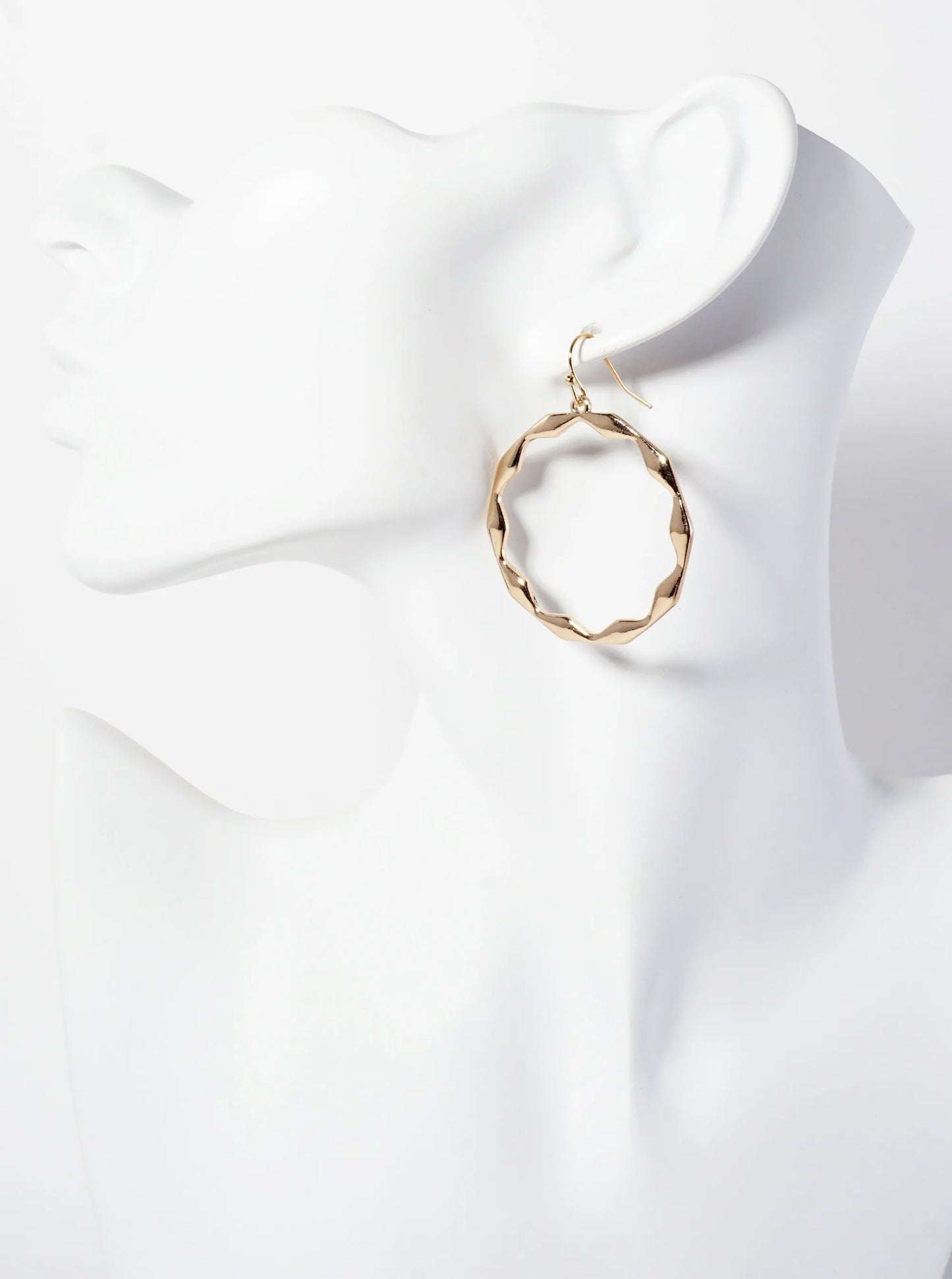 Polished Metal Geometric Cutout Circle Dangle Earrings