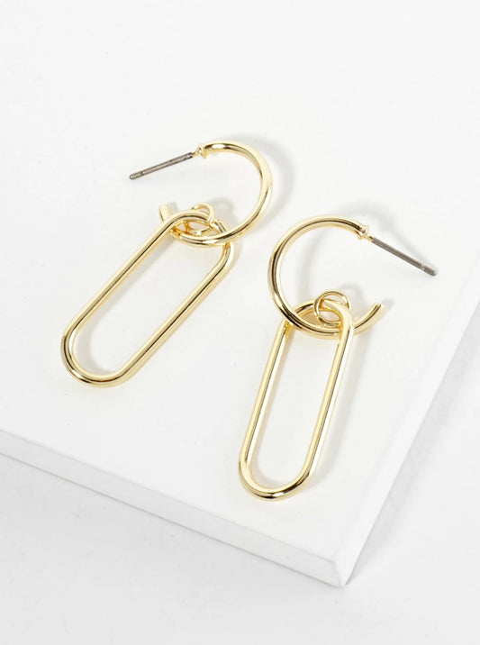 Polished Metal Geometric Dangle Earrings