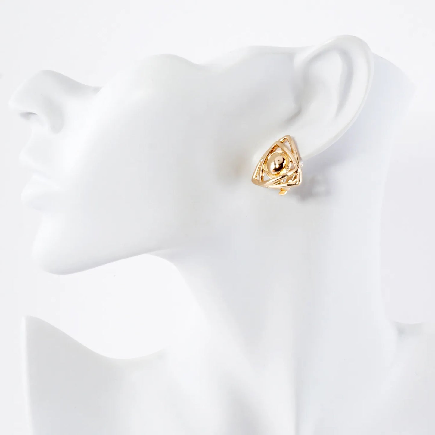 Polished Metal Geometric Triangle Clip-On Earrings