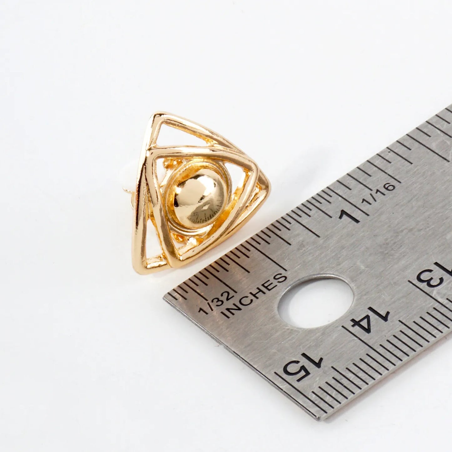 Polished Metal Geometric Triangle Clip-On Earrings