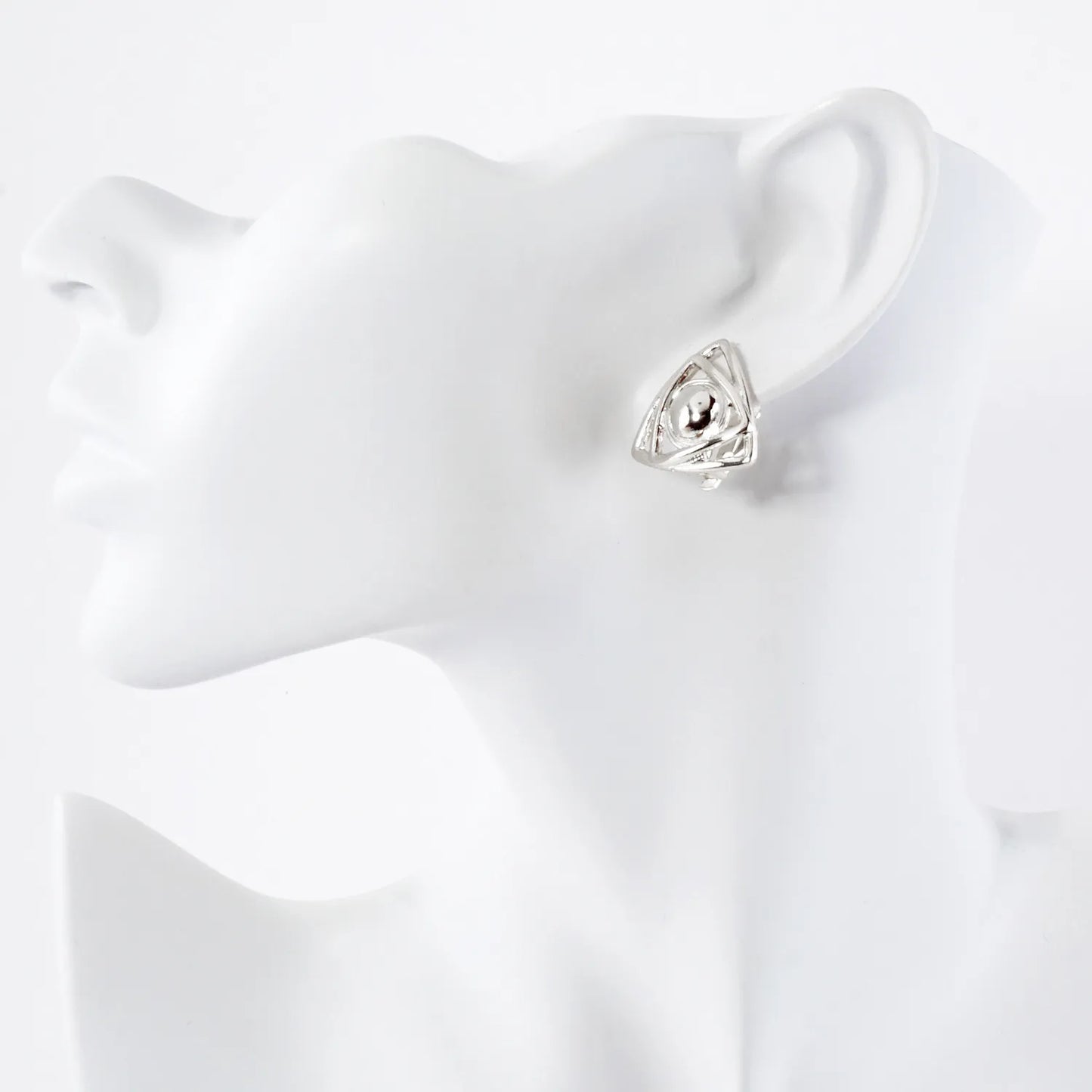 Polished Metal Geometric Triangle Clip-On Earrings