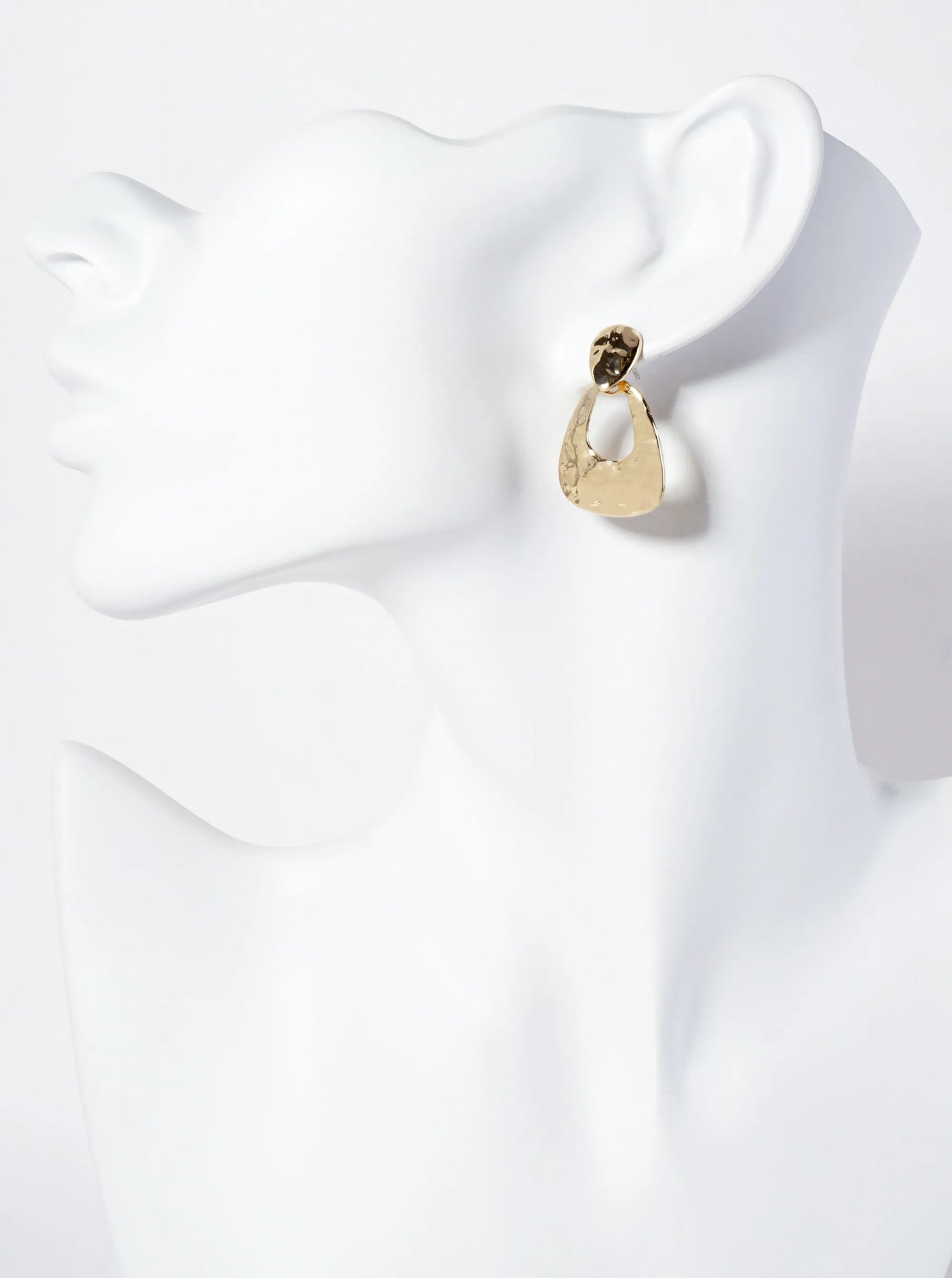 Polished Metal Hammered-Texture Doorknocker Post Earrings