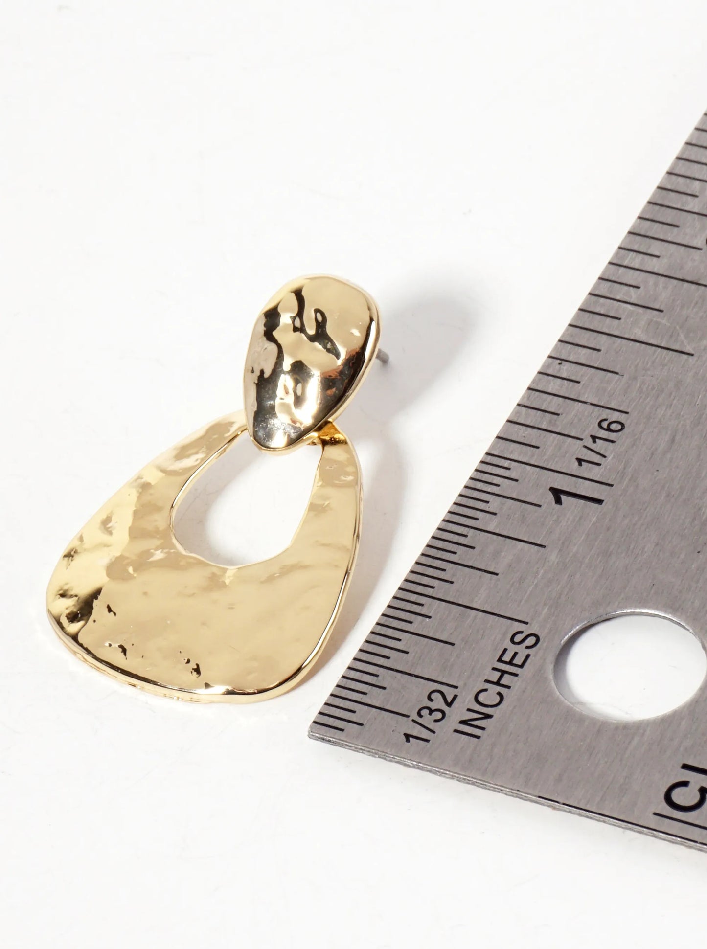 Polished Metal Hammered-Texture Doorknocker Post Earrings