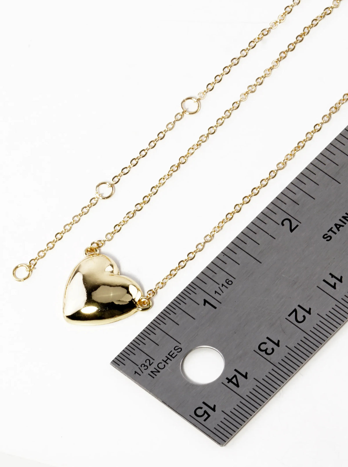 Polished Metal Heart Pendant Necklace
