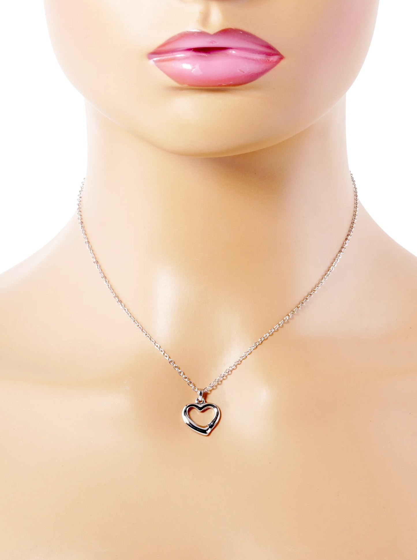Polished Metal Heart Pendant Necklace