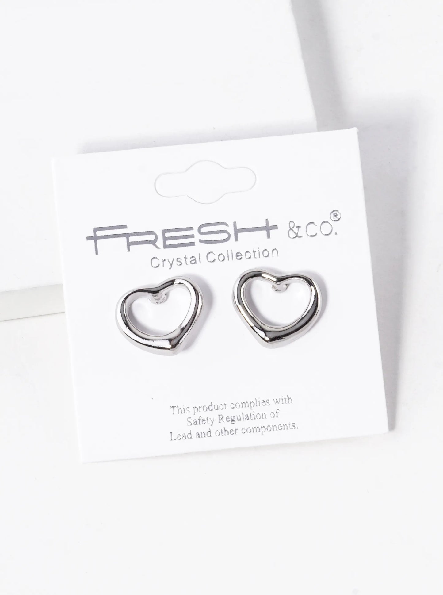 Polished Metal Heart Stud Earrings