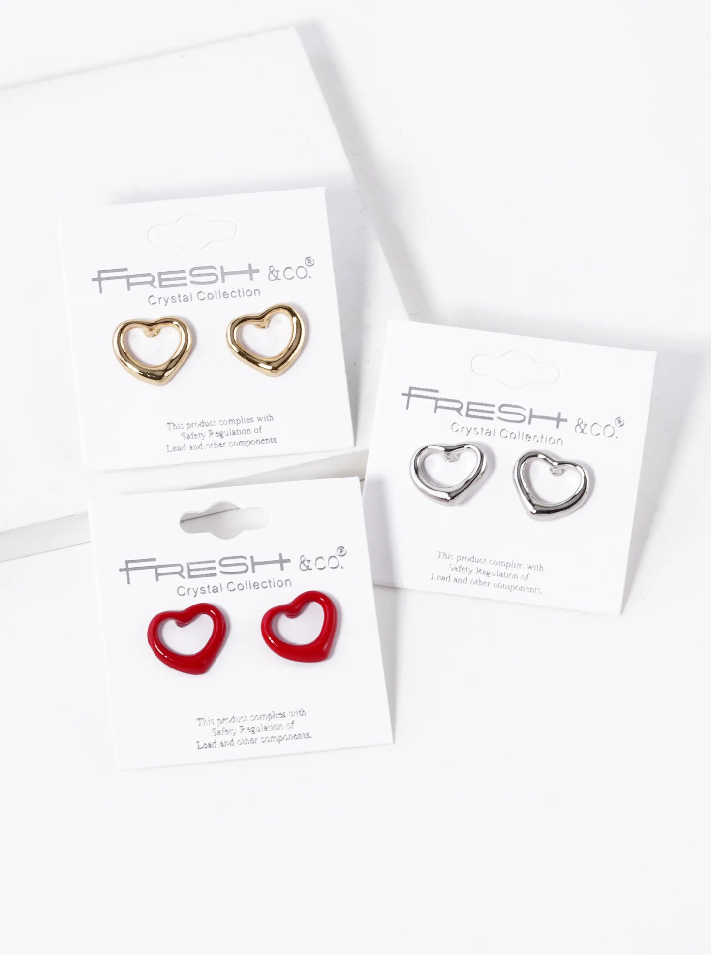 Polished Metal Heart Stud Earrings