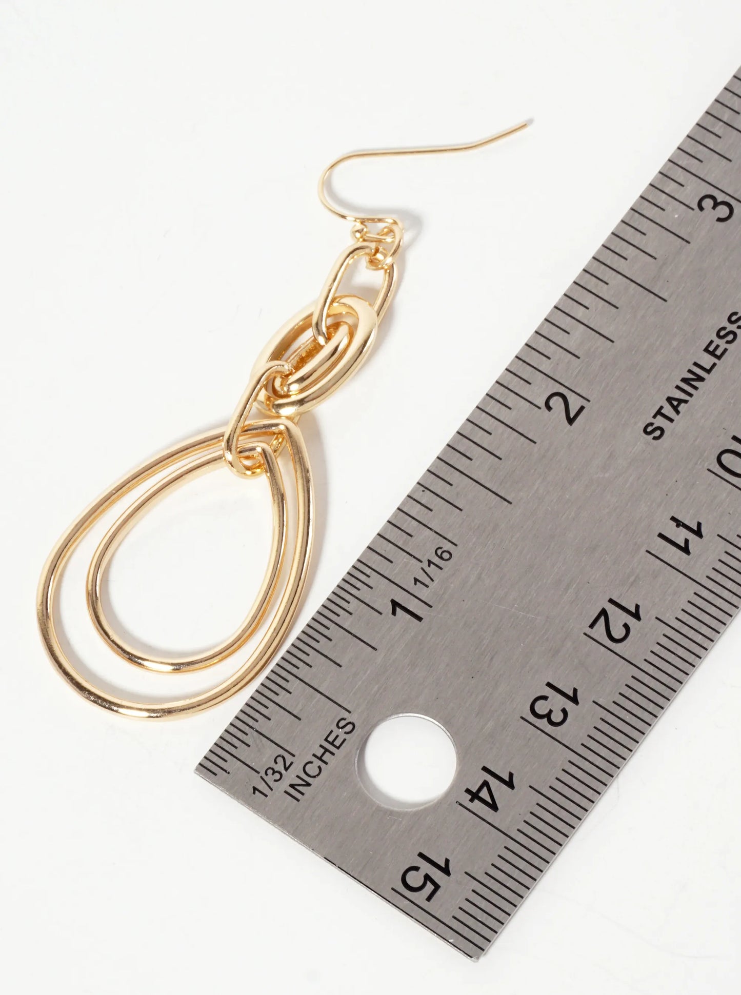 Polished Metal Interlocking Double Teardrop Dangle Earrings