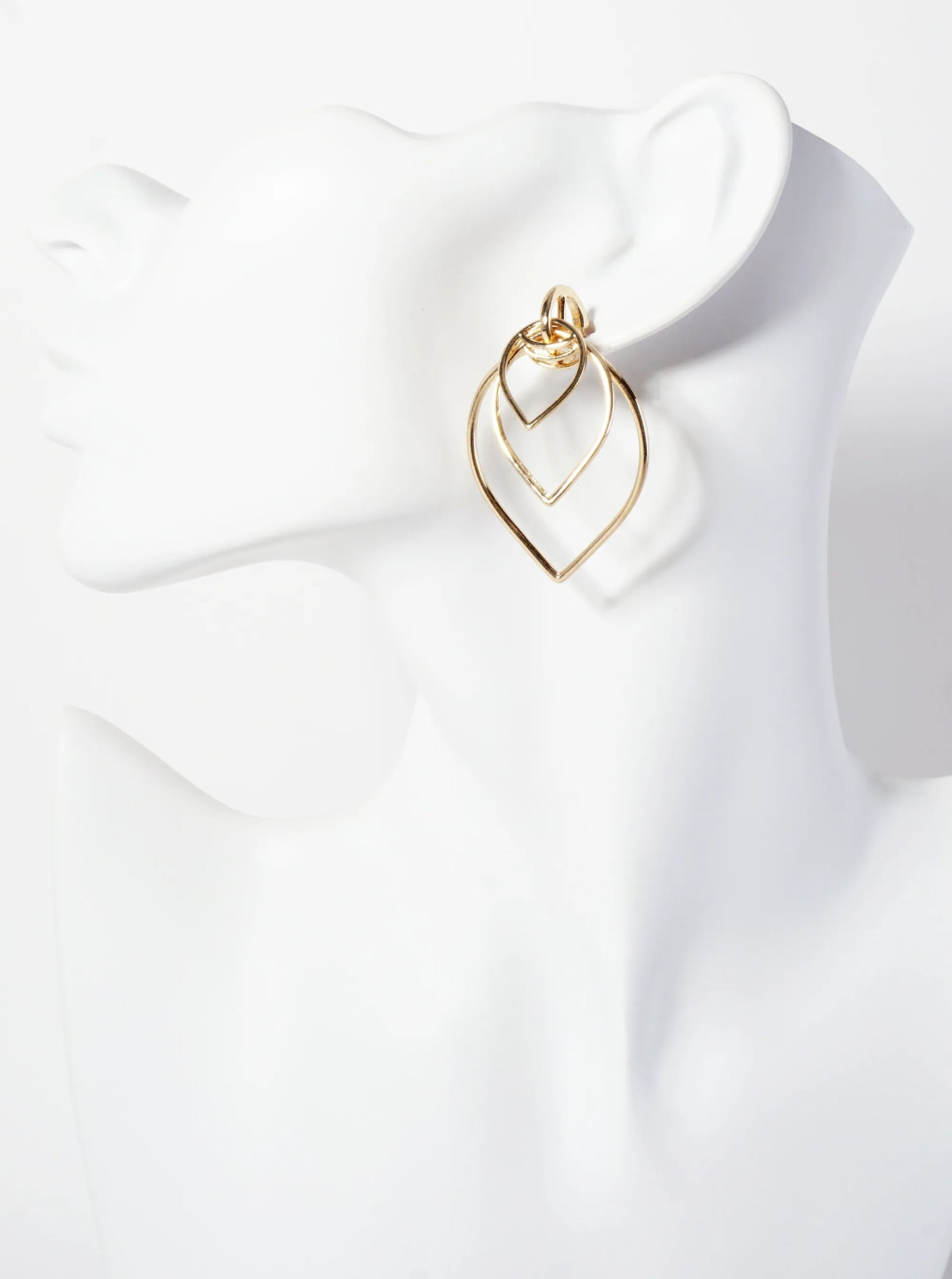 Polished Metal Layered Upside-Down Teardrop Dangle Earrings