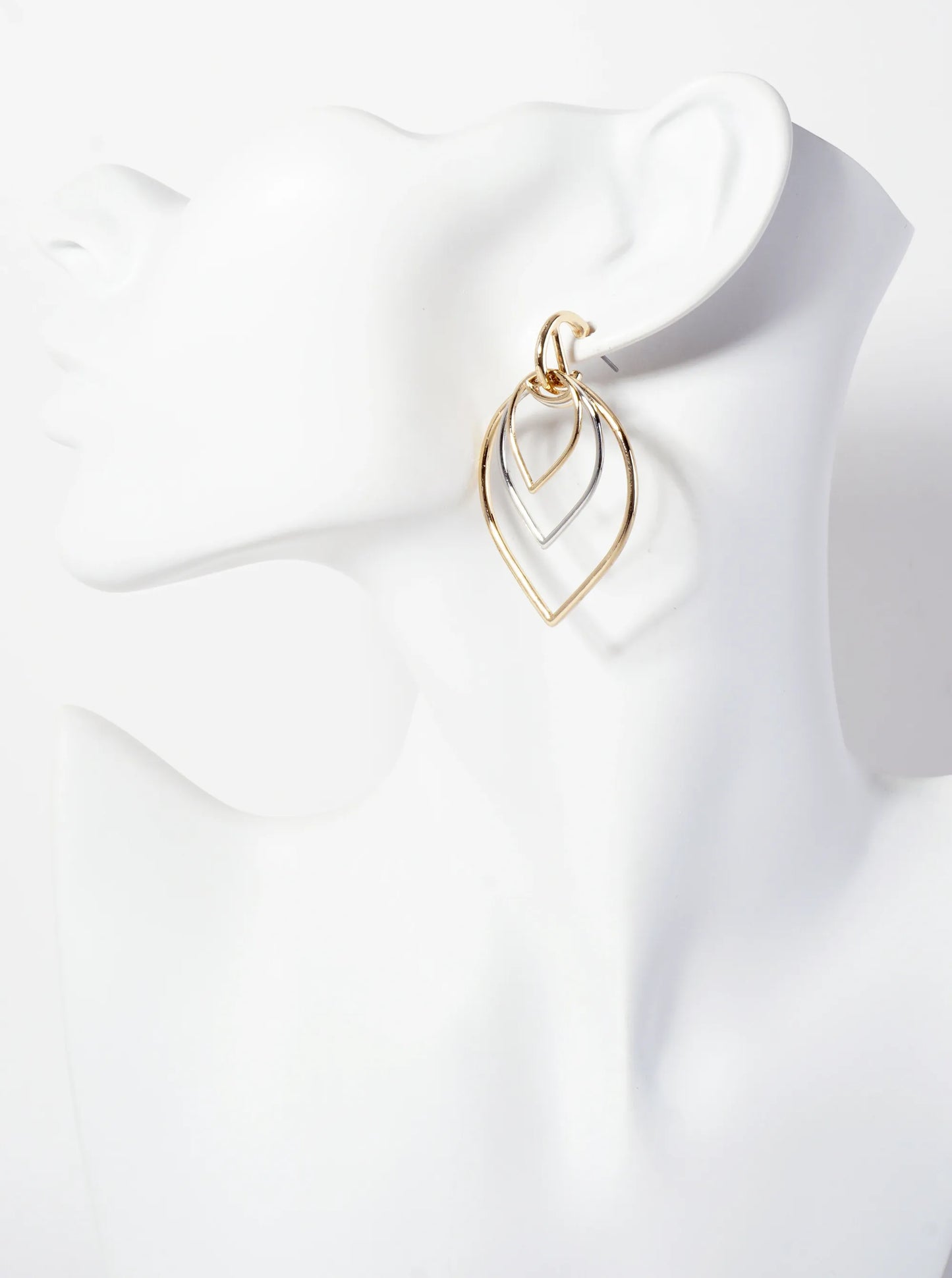 Polished Metal Layered Upside-Down Teardrop Dangle Earrings