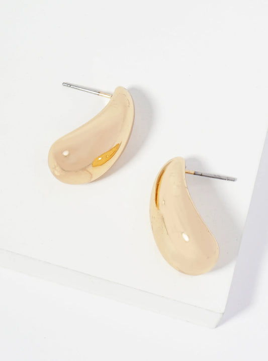 Polished Metal Lightweight 1 Inch Puffy Teardrop Post Earrings