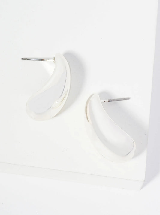Polished Metal Lightweight 1 Inch Puffy Teardrop Post Earrings